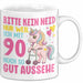 90. Geburtstag Tasse Frauen Geschenk Bitte Nur Kein Neid Nur Weil Ich mit 90 Noch So Gut Aussehe Mama Oma Weiß Trendation