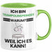 Trampolinspringer Geschenk Tasse Lustiger Spruch Ich Bin Trampolinspringer Warum Weil Ich Es Kann Geschenkidee Bester Trampolinspringer Geburtstag Kaffee-Becher Grün Trendation