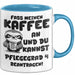 Humor Faultier Tasse Pflege Kaffee-Becher Lustig Und Du Kannst Pflegegrad 4 Beantragen Fass Meinen Kaffee An Büro Krankenschwester Blau Trendation