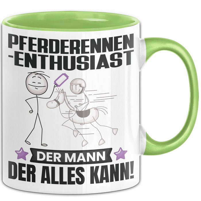 Pferderennen-Enthusiast Tasse Geschenk für Pferderennen-Enthusiast Der Mann Der Alles Kann Geschenkidee zum Geburtstag Grün Trendation