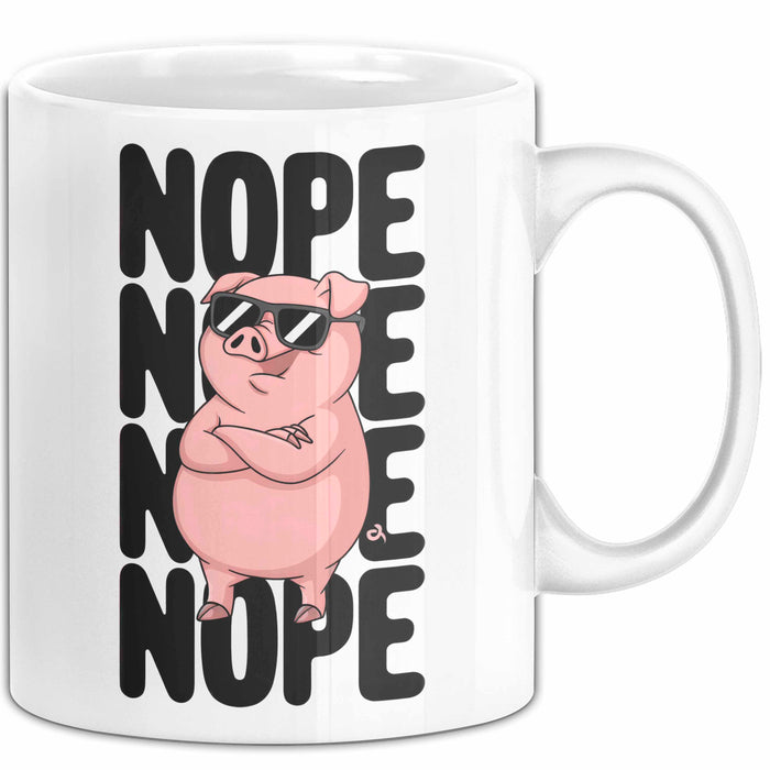 Schweinezüchter Schweine Tier Tasse Becher Geschenk Lustige Geschenkidee Spruch Nö Weiß Trendation
