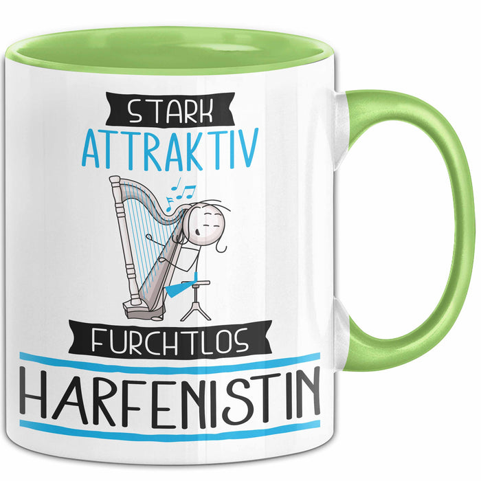 Harfenistin Tasse Geschenk Becher Stark Attraktiv Furchtlos Harfenistin Lustige Geschenkidee Grün Trendation