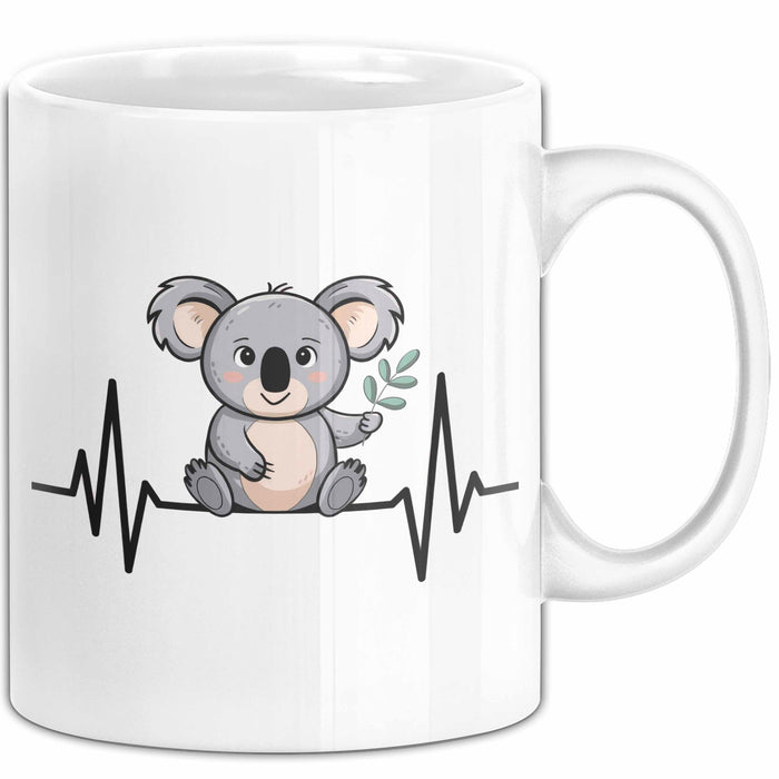 Koala Tierliebhaber Tasse Geschenk Lustige Geschenkidee Spruch Koala Herzschlag Weiß Trendation