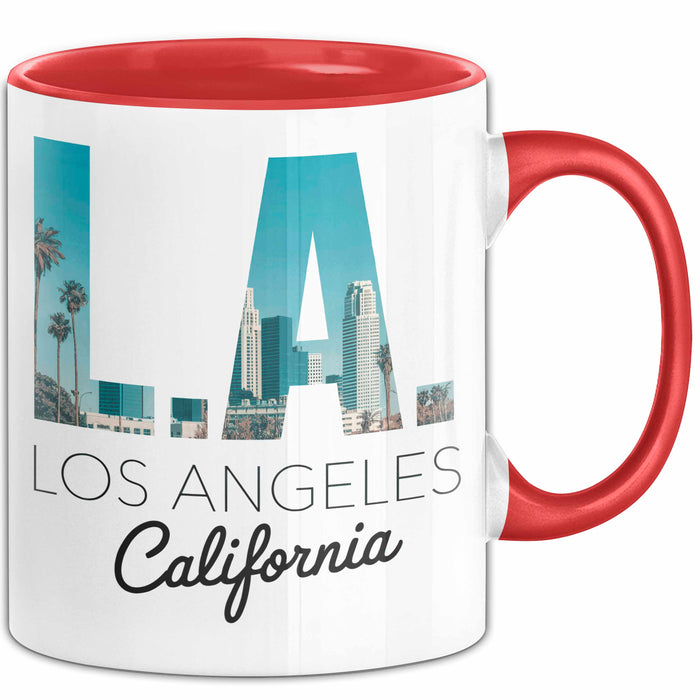 Los Angeles LA Kalifornien USA Tasse Becher Geschenk Lustige Geschenkidee Spruch Rot Trendation