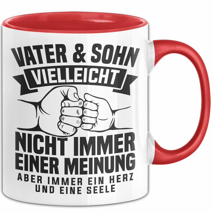 Vater & Sohn Tasse Geschenk Zum Vatertag Vielleicht Nicht Immer Einer Meinung Rot Trendation