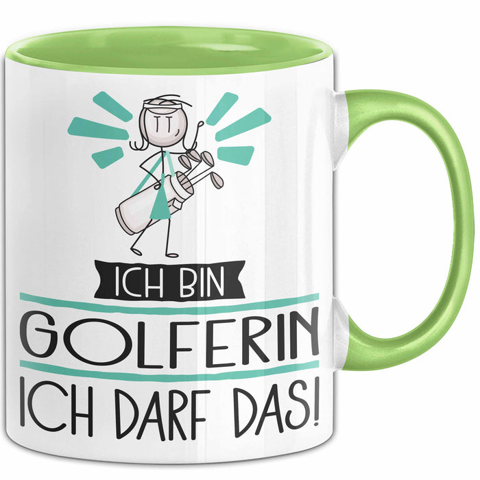 Geschenk für Golferin Tasse Lustige Geschenkidee Geburtstag Ich Bin Golferin Ich Darf Das Grün Trendation