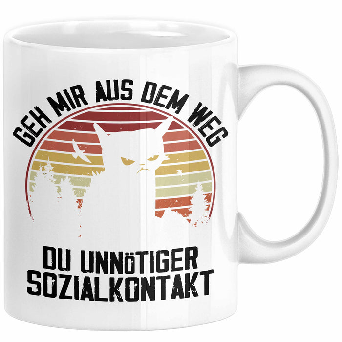 Lustige Tasse Geschenk Geh Mir Aus Dem Weg DU Unnötiger Sozialkontakt Kaffee-Becher Geschenkidee Frauen Sarkasmus Humor Weiß Trendation