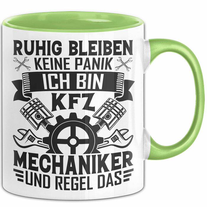 Kfz Mechaniker Tasse Geschenk Ruhig Bleiben Ich Bin Kfz Mechaniker Und Regel Das Geschenkidee Grün Trendation