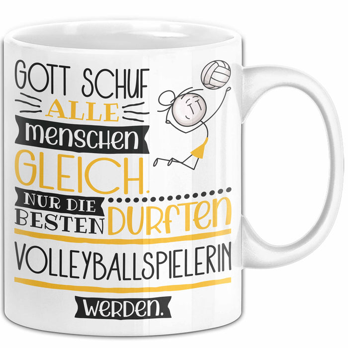 Volleyballspielerin Geschenk Becher Tasse Gott Schuf Alle Menschen Gleich Nur Die Besten Durfeten Volleyballspielerin Werden Geschenkidee Lustig Weiß Trendation