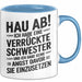 Big Sister Ältere Geschwister Schwestern Tasse Becher Geschenk Lustige Geschenkidee Spruch Ich Habe Eine Verrückte Schwester Blau Trendation