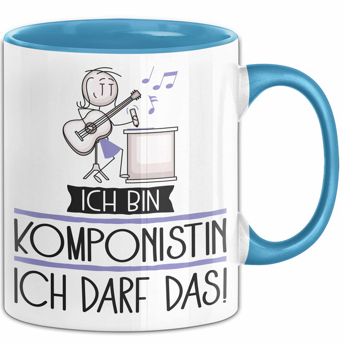 Geschenk für Komponistin Tasse Lustige Geschenkidee Geburtstag Ich Bin Komponistin Ich Darf Das Blau Trendation
