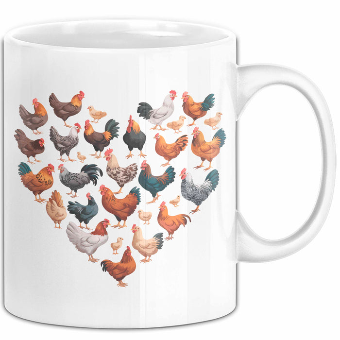 Huhn Tier Bauer Tasse Becher Geschenk Lustige Geschenkidee Spruch Hühnerherz Weiß Trendation