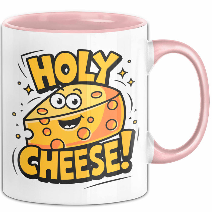 Käseliebhaber Tasse Geschenkidee Holy Cheese für Käse Esser Rosa Trendation