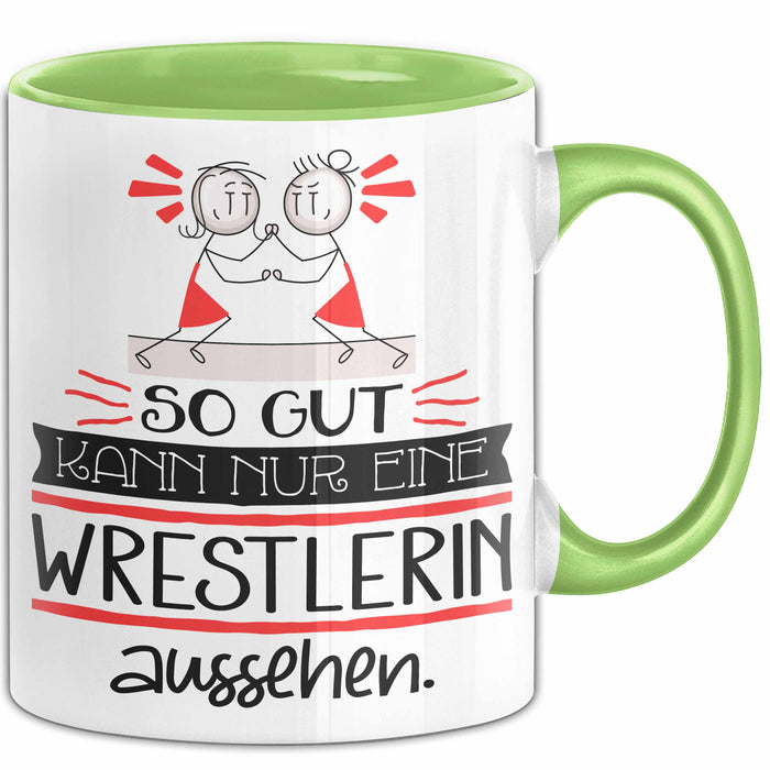 Wrestlerin Geschenk Tasse So Gut Kann Nur Eine Wrestlerin Aussehen Geschenkidee Geburtstag Weihnachten Lustig Grün Trendation