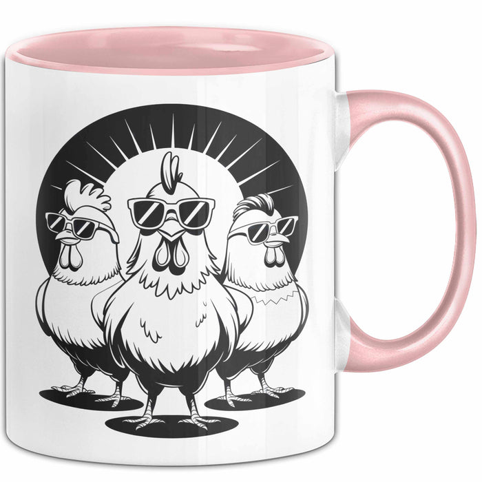 Huhn Tier Bauer Sonnenbrille Tasse Becher Geschenk Lustige Geschenkidee Spruch Rosa Trendation