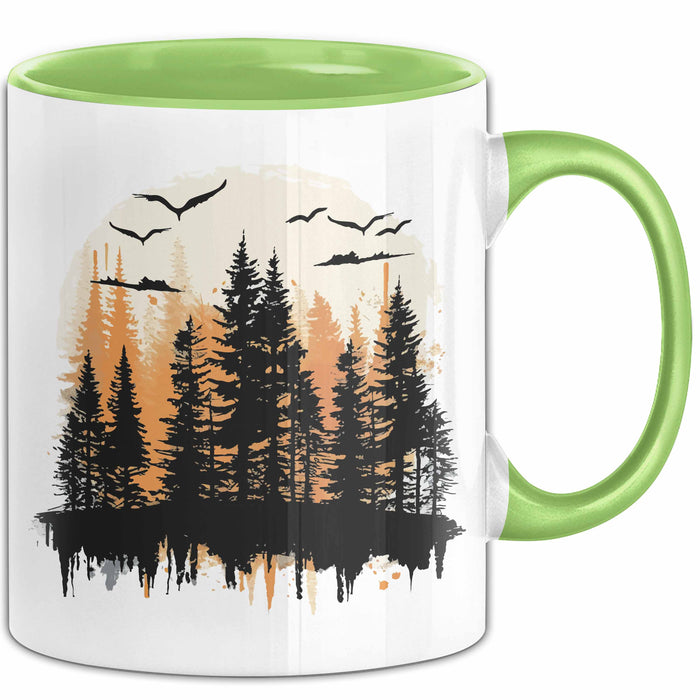 Wald Tasse Geschenk Wandern Geschenkidee Wanderlustige Grün Trendation