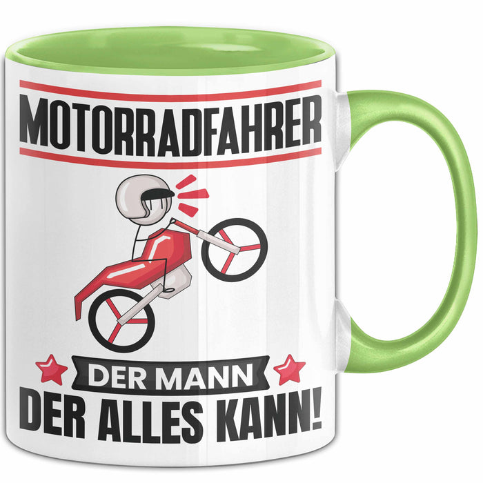 Motorradfahrer Tasse Geschenk für Motorradfahrer Der Mann Der Alles Kann Geschenkidee zum Geburtstag Grün Trendation