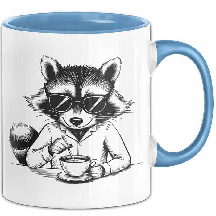 Waschbär Tierliebhaber Kaffee Tasse Geschenk Lustige Geschenkidee Spruch Blau Trendation