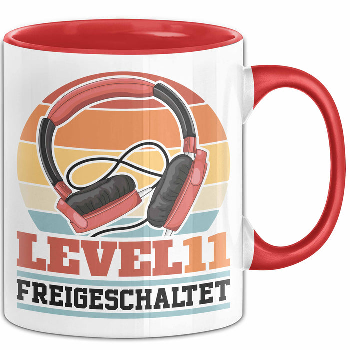 Level 11 Freigeschaltet Tasse Geschenk Gamer 11. Geburtstag Rot Trendation