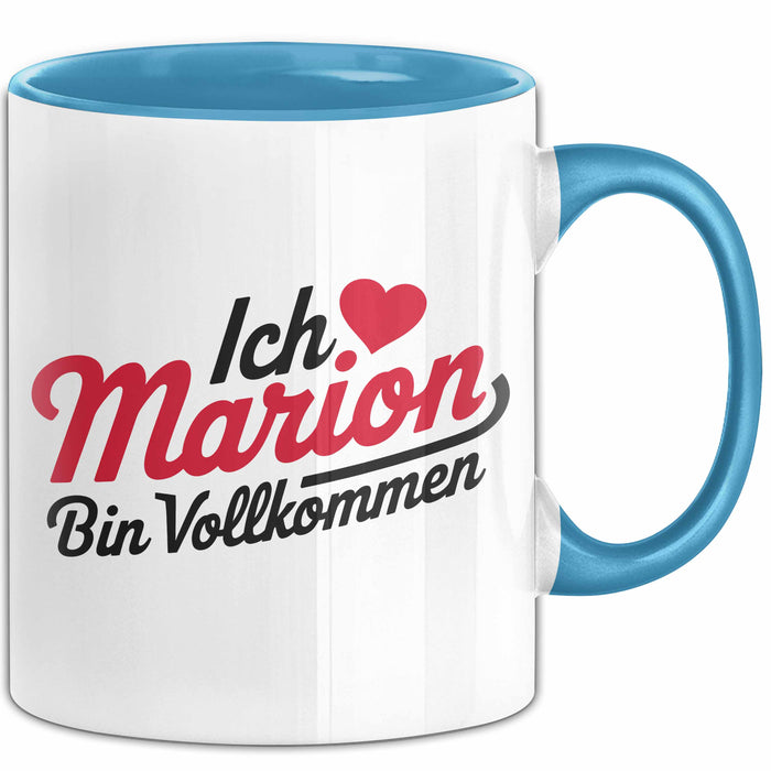 Marion Tasse Geschenk Ich Bin Vollkommen Marion Geschenkidee Geburtstag Blau Trendation