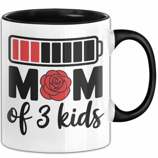 Mama Tasse Geschenk Mom Of 3 Kids Geschenkidee Mama Drei Kinder Muttertag Schwarz Trendation