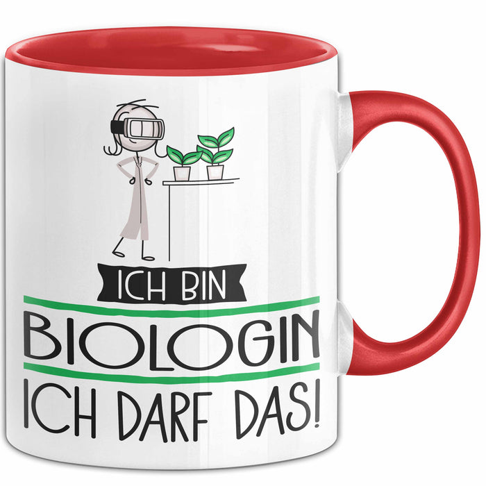 Geschenk für Biologin Tasse Lustige Geschenkidee Geburtstag Ich Bin Biologin Ich Darf Das Rot Trendation