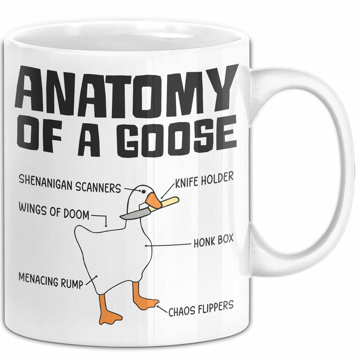 Gans Tasse Geschenk Mit Humor Anatomy Of A Goose Knife Holder Wings Of Doom Kaffee-Becher Weiß Trendation