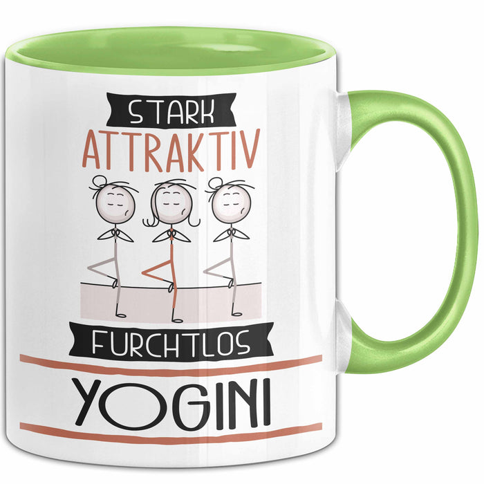 Yogini Tasse Geschenk Becher Stark Attraktiv Furchtlos Yogini Lustige Geschenkidee Grün Trendation