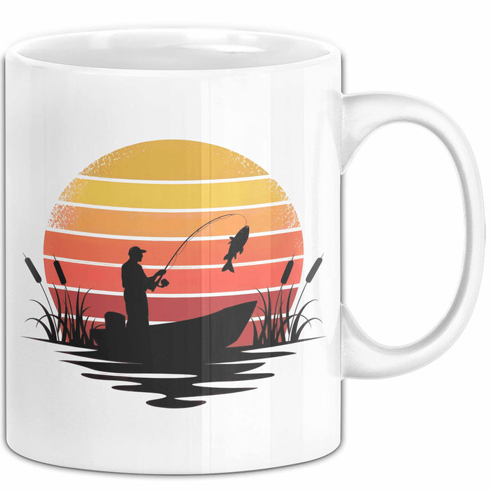 Angelliebhaber Fischer Retro Tasse Geschenk Lustige Geschenkidee Spruch Weiß Trendation