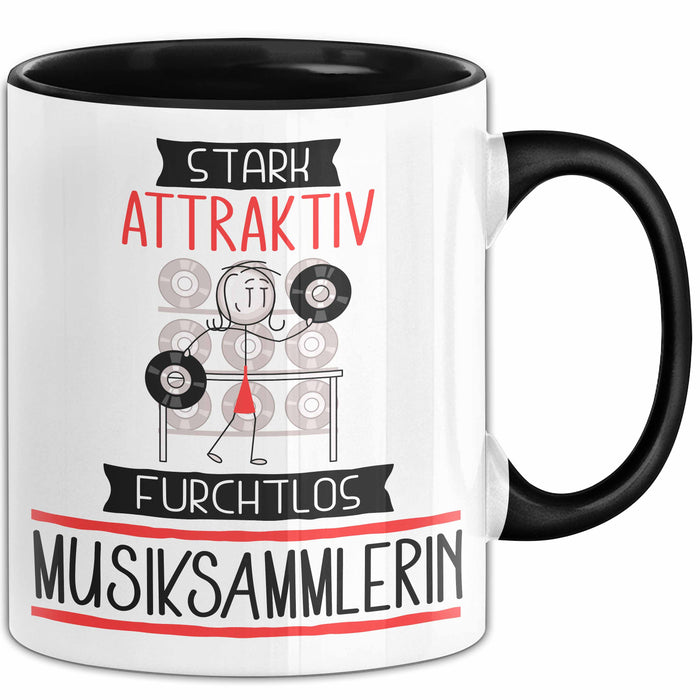 Musiksammlerin Tasse Geschenk Becher Stark Attraktiv Furchtlos Musiksammlerin Lustige Geschenkidee Trendation