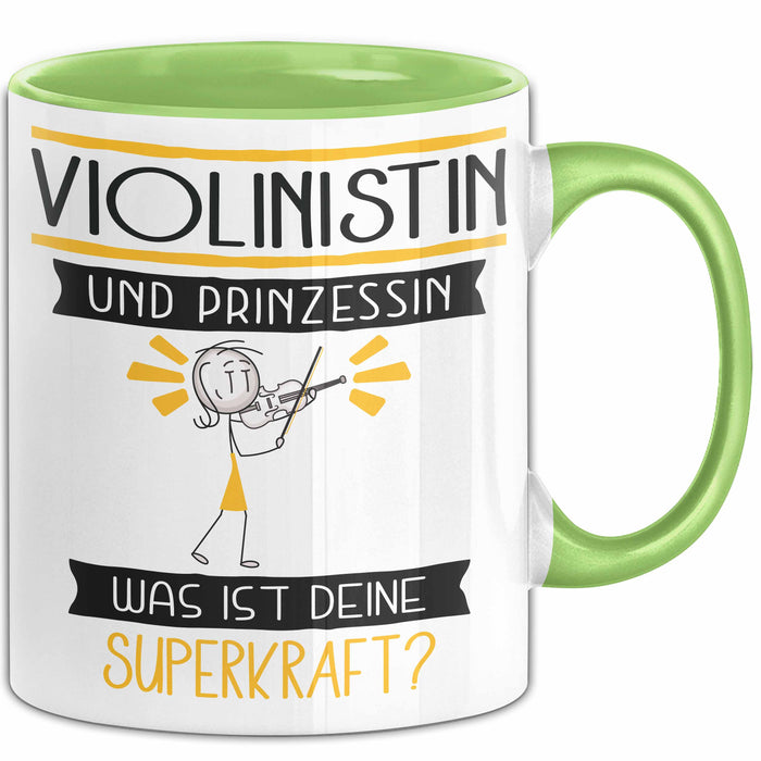 Violinistin Und Prinzessin Tasse Geschenk Für Eine Violinistin Geburtstag Was Ist Deine Superkraft Grün Trendation