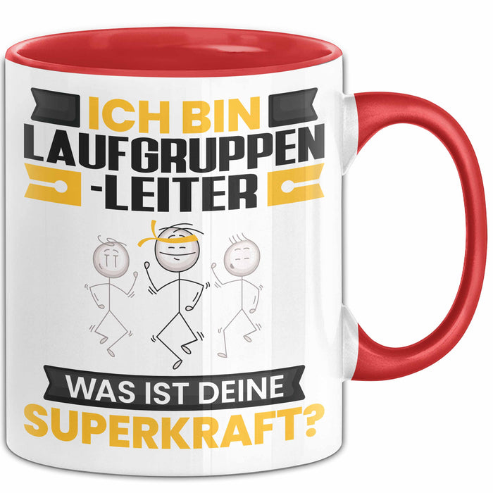 Laufgruppenleiter Tasse Geschenk für Laufgruppenleiter Geburtstag Lustiger Spruch Kaffee-Becher Was Ist Deine Superkraft Rot Trendation