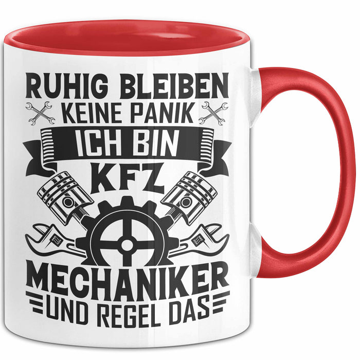 Kfz Mechaniker Tasse Geschenk Ruhig Bleiben Ich Bin Kfz Mechaniker Und Regel Das Geschenkidee Rot Trendation