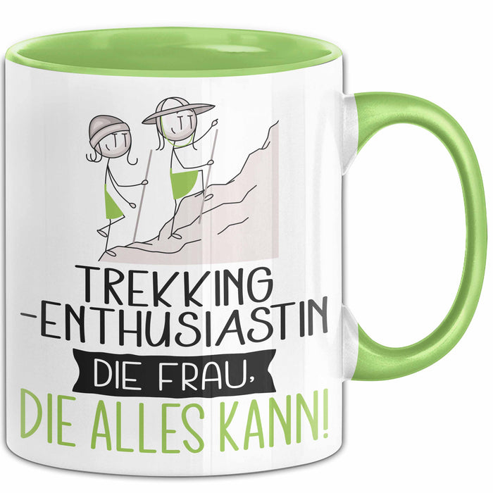 Trekking-Enthusiastin Geschenk Tasse Becher Die Frau Die Allen Kann Geschenkidee für eine Trekking-Enthusiastin Lustig Grün Trendation