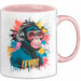 Affe Tier Kopfhörer Sonnenbrille Tasse Geschenk Lustige Geschenkidee Spruch Rosa Trendation