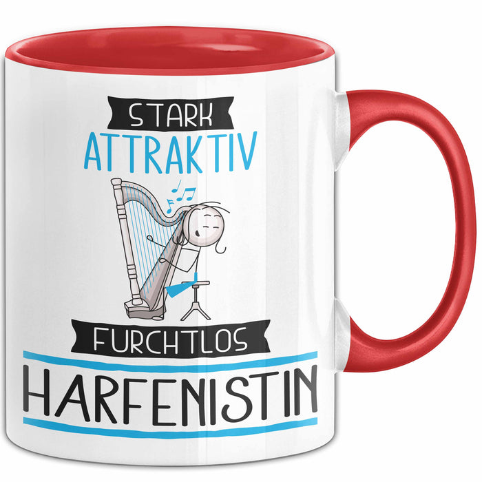 Harfenistin Tasse Geschenk Becher Stark Attraktiv Furchtlos Harfenistin Lustige Geschenkidee Rot Trendation