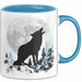 Wolf Tasse Geschenk Heulender Wolf Vollmond Grafik Geschenkidee Blau Trendation