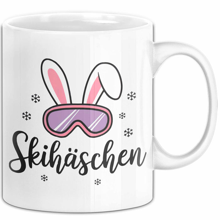 Skifahren Skifahrer Tasse Geschenk Skihäschen Geschenkidee Geschenkidee Lustig Weiß Trendation
