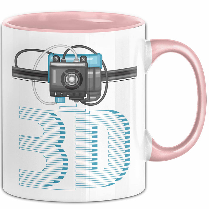 3D Drucker Tasse mit Grafik lustige Geschenkidee für Technikliebhaber Rosa Trendation