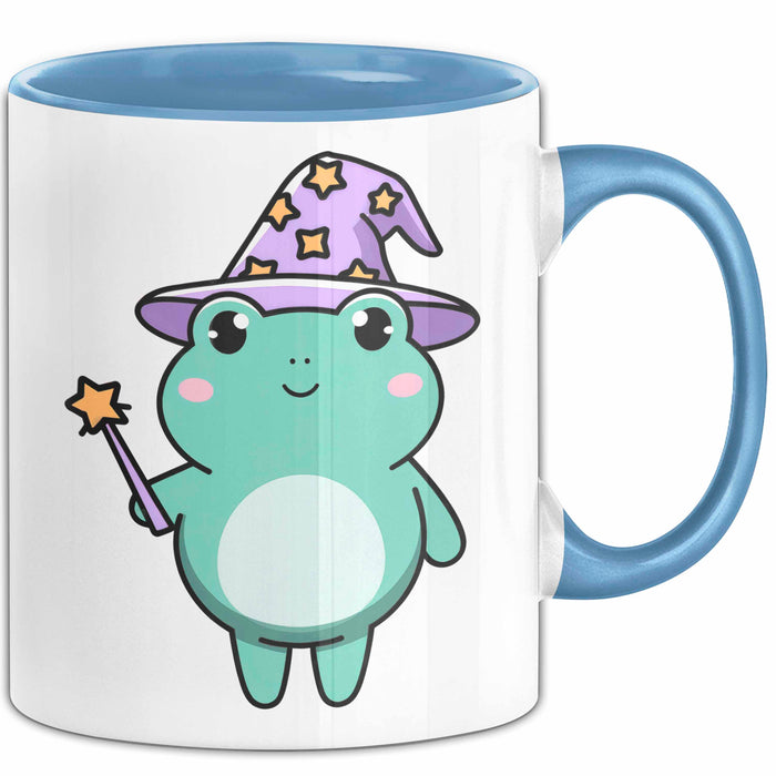 Frosch Tier Zauberer Tasse Geschenk Lustige Geschenkidee Spruch Blau Trendation