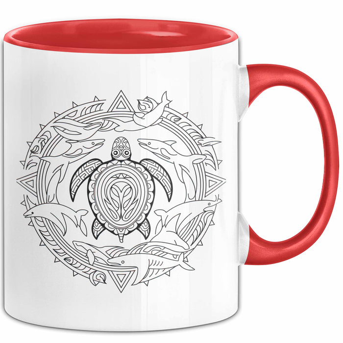 Delfin Tierliebhaber Tasse Geschenk Lustige Geschenkidee Spruch Schildkröte Orca Delfin Rot Trendation