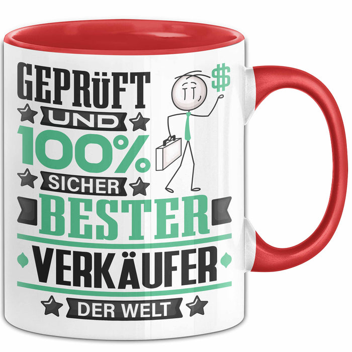 Verkäufer Geschenk Lustiger Spruch für Verkäufer Geschenkidee Bester Verkäufer Der Welt Rot Trendation
