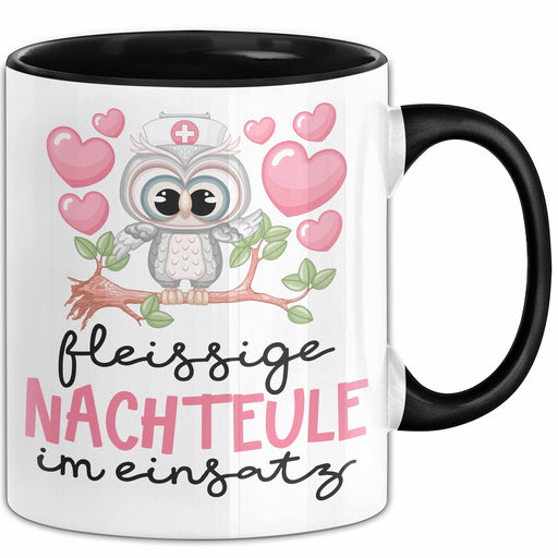 Frau Geschenk Tasse Fleissige Nachteule Im Einsatz Geschenkdiee Für Eulen-Fans Kaffee-Becher Trendation