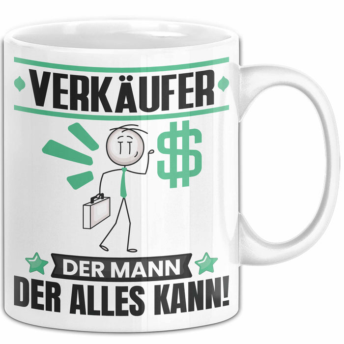 Verkäufer Tasse Geschenk für Verkäufer Der Mann Der Alles Kann Geschenkidee zum Geburtstag Weiß Trendation
