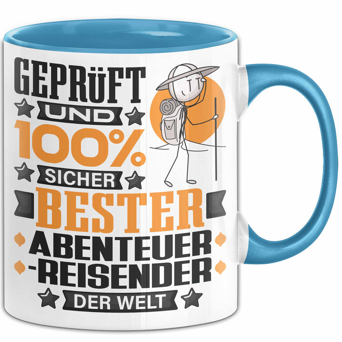 Abenteurreisender Geschenk Lustiger Spruch für Abenteurreisender Geschenkidee Bester Abenteurreisender Der Welt Blau Trendation