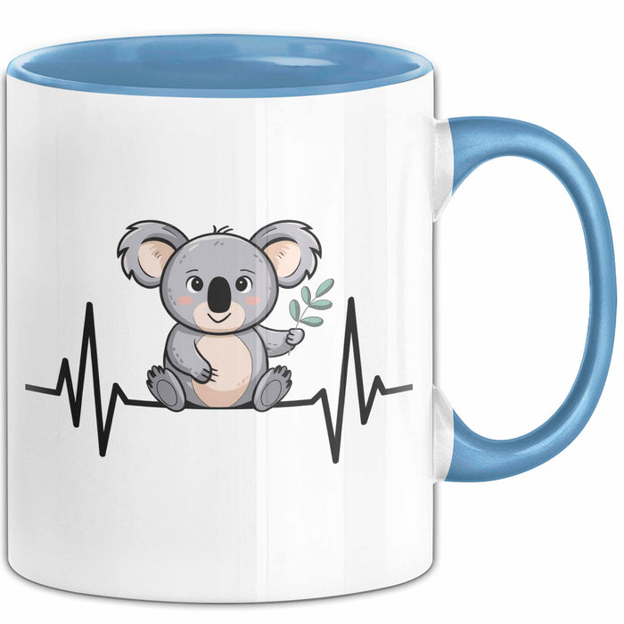 Koala Tierliebhaber Tasse Geschenk Lustige Geschenkidee Spruch Koala Herzschlag Blau Trendation