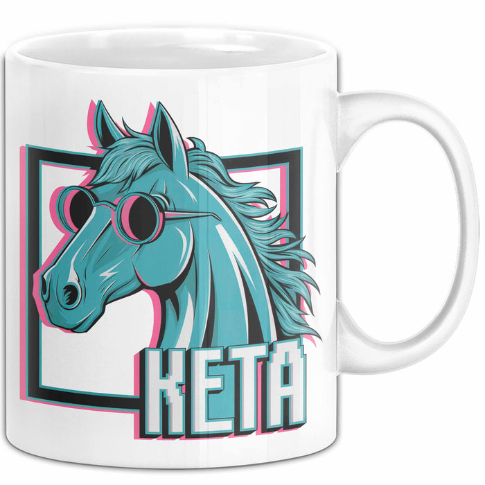 Pferde Tierliebhaber Tasse Geschenk Lustige Geschenkidee Spruch Keta Ketamin Pferd Weiß Trendation