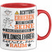 Wildnislehrer Geschenk Tasse Lustiger Spruch Erheben Sie Sich Der Wildnislehrer Betritt den Raum Rot Trendation