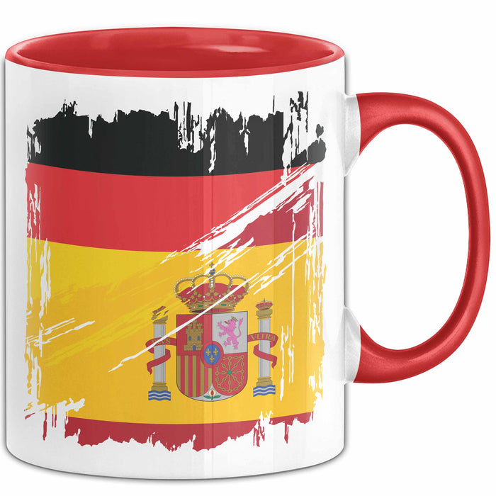 Deutsch Spanier Tasse Geschenk Lustiger Becher Geschenkidee Spanien Kaffee-Becher Rot Trendation