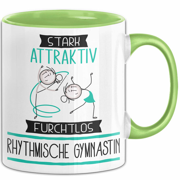 Rhythmische Gymnastin Tasse Geschenk Becher Stark Attraktiv Furchtlos Rhythmische Gymnastin Lustige Geschenkidee Grün Trendation